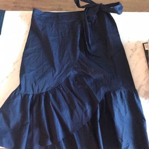 Loft navy midi skirt with ruffle